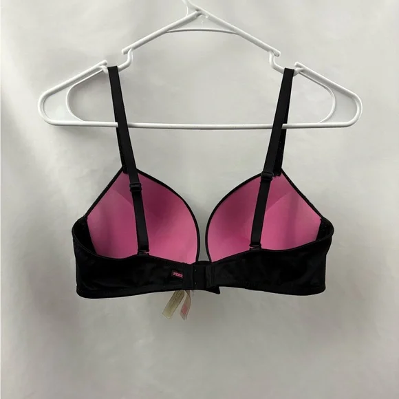 PINK Victoria's Secret Black Wear Everywhere Super Push Up Bra Sz 36C - Picture 6 of 13